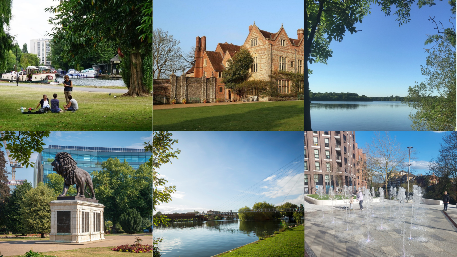 Collage of places to picnic in Reading